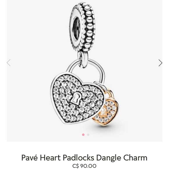 Pandora Pavé Heart Padlocks Dangle Charm - Picture 2 of 2
